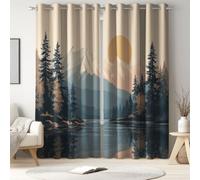 Générique Rideau Occultant Imprimés Nordique Paysage, Rideaux Isolant Thermique à Oeillets Serein Lac Montagne Enneigée pour Salon Chambre,2 Rideaux et Draperies L 140 x H 200 cm