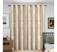 Générique Rideau Occultant Jacquard Damassé, 140 x 240 (LxH) 2 Pieces, Opaque 95%, Motif Beige Floral Damassé, Rideaux Fenetre Thermiques à Oeillets, Decoration Maison Salon Chambre VMC118