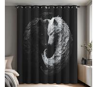 Générique Rideau Occultant Loup Yin Yang, Rideaux Motif Loup Noir Blanc, Lot de 2 Rideau et Draperies Intérieurs à Oeillets, Rideaux pour Cuisine Chambre Salon, 110x215 cm (LxH) B-D94