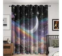 Générique Rideau Occultant Lune Galaxie, Lot de 2 110x215(LxH)