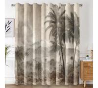 Générique Rideau Occultant Palmier Tropical Salon, Rideaux Thermiques à Oeillets, Paysage Botanique Tropical Decoration Chambre Fenetre, Lot de 2 Draperies Intérieurs 140x200 cm (L x H) L-C&31