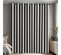 Générique Rideau Occultant Rayure Noir et Blanc, 140x160 cm (LxH) | Motif Rayé Moderne, Rideaux Thermique, Oeillets, Opaque, Decoration Chambre, Salon, Draperies Fenetre