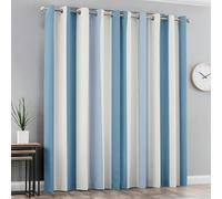 Générique Rideau Occultant Rayures, Rideaux Rayure Bleu Blanc pour Salon et Chambre, Rideau Occultant Thermiques avec Oeillets, 2 Pièces 140X260 cm (LXH) X&-127