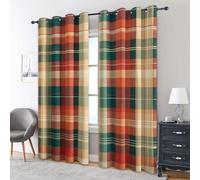 Générique Rideau Occultant Tartan écossais, Lot de 2 Rideaux Occultant Thermique Isolant à Oeillets, Motif Plaid Vintage Rustique, Decoration Chambre Salon Fenetre, 140 L x 240 H shbf80