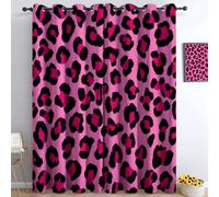 Générique Rideau Oeillets Motif Léopard, Rideau Occultant Anti Bruit Draperies Polyester Opaque Imprimé Animal - Draperies Thermique Isolant Anti Froid pour Chambre Salon 75L x 166H cm 2 Pièces