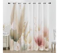 Générique Rideau Plante Fleur Rideaux Chambre Salon Bohème Moderne Rideau Occultant Thermique Isolant Anti-Chaleur Phonique Lot de 2 Rideaux à Oeillets 140x145 cm S136c