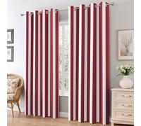 Générique Rideau Rayure Rouge Blanc, Lot de 2 Rideau Thermique Anti Chaleur, Rideaux Occultant Rayures Verticales pour Cuisine Chambre Salon, Rideaux Decoration Maison, 140x200 cm (LxH) B-D113