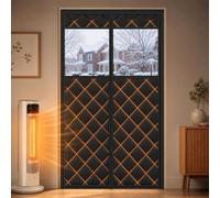 Générique Rideau Thermique Magnétique avec Fenêtre de Vue, Isolant | Bande Hook and Loop Extra-Large, Haute Durabilité, Isolation Thermique Hiver et Été(Noir,Fit Door Size 380"*210cm)