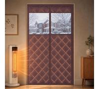 Générique Rideau Thermique Magnétique avec Fenêtre de Vue, Isolant | Bande Hook and Loop Extra-Large, Haute Durabilité, Isolation Thermique Hiver et Été(Brun,Fit Door Size 170"*210cm)