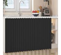 Générique Rideaux Anti-Poussière pour Étagères Ouvertes Rideau de Placard en Lin Imperméable Rideau D'Étagère avec Rail Coulissant pour Portes Coulissantes - Auto-Adhésif,Noir,W110cm/H80cm