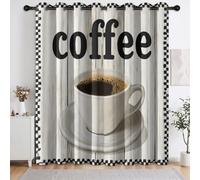 Générique Rideaux Campagne Bois Céréales occultants, Paire de Rideaux Tasse De Café isolants thermiquement à œillets - Draperies de fenêtre pour Salon Chambre Salle à Manger 140 X 260 cm (L x H)