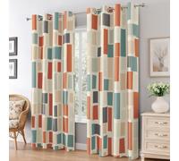 Générique Rideaux Géométrique Moderne, 110x215 cm, Lot de 2 | Rideaux Occultant Motif Géométrie Abstraite, Thermiques à Oeillets, Opaque, Decoration Chambre Salon Fenetre Q-D59