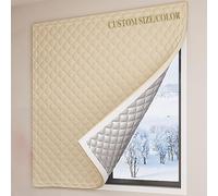 Générique Rideaux Isolants Thermiques sur Mesure, Fenêtre - sans Perçage - Rideau Thermique en Coton Épais avec Bande Auto-Adhésive, Rideau de Protection Contre Le Froid et Le Vent