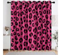 Générique Rideaux Moderne Pop occultants, Paire de Rideaux Animaux Léopard Roses isolants thermiquement à œillets - Draperies de fenêtre pour Salon Chambre Salle à Manger 110 X 215 cm (L x H)