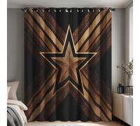 Générique Rideaux Motif Étoile Texas, 140x240 cm Lot de 2 | Rideau Occultant Ferme Rustique Ouest, Thermique, Oeillets, Opaque, Decoration Chambre, Salon, Draperies Fenetre
