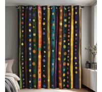 Générique Rideaux Motif Pois Coloré, 140x220 cm Lot de 2 | Rideau Occultant Rayure Vibrant, Thermique, Oeillets, Opaque, Decoration Chambre, Salon, Draperies Fenetre