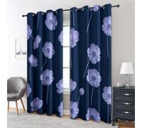 Générique Rideaux Occultant Fleur Bleu Marine, 215 cm Hauteur