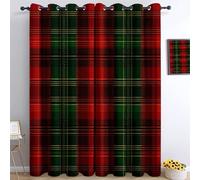 Générique Rideaux Occultants 3D Imprimé Fond De Noël Tartan Écossais Rideau À Oeillets, Salon Chambre Enfant Rideaux De Fenêtre L85 x H200 cm 2 Panneaux Isolant Thermique Phonique Rideaux