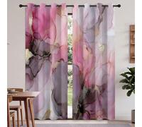 Générique Rideaux Occultants à Motif Éclaboussures d'encre Marbre Rose, Lot de 2 Rideaux Isolant Thermique à Oeillets, Rose Abstrait Aquarelle Rideau Doux pour Salon Chambre, 67.5 L x 240 H cm