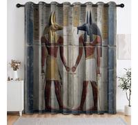 Générique Rideaux Relief Mystère occultants, Paire de Rideaux Dieu Chacal Symbole Sceptre isolants thermiquement à œillets - Draperies de fenêtre pour Salon Chambre Salle à Manger 75 X 166 cm (L x H)