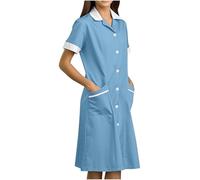 Générique Robe Medicale Femme Grande Taille Manches Courtes Uniforme de Travail Robes Blouse Infirmiere Femmes Professionnelle Uniforme D'infirmière Esthéticienne Femme Cadeau Pas Cher 2025