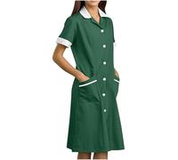 Générique Robe Medicale Femme Grande Taille Manches Courtes Uniforme de Travail Robes Blouse Infirmiere Femmes Professionnelle Uniforme D'infirmière Esthéticienne Femme Cadeau Pas Cher 2025