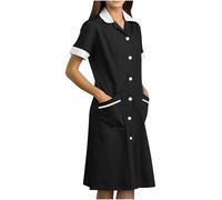 Générique Robe Medicale Femme Grande Taille Manches Courtes Uniforme de Travail Robes Blouse Infirmiere Femmes Professionnelle Uniforme D'infirmière Esthéticienne Femme Cadeau Pas Cher 2025