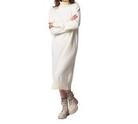 Générique Robe Pull en à col roulé, Manches Longues, Coupe Ample et décontractée, Couleur Unie, Style Tunique, idéale pour l'automne et l'hiver. Tenue Confortable et élégante. (White, L)