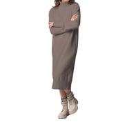 Générique Robe Pull en à col roulé, Manches Longues, Coupe Ample et décontractée, Couleur Unie, Style Tunique, idéale pour l'automne et l'hiver. Tenue Confortable et élégante. (Coffee, XXL)