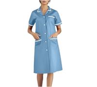 Générique Robes Tunique Médicale Femmes Blouse Medicale Femmes Banche Manches Courtes Uniforme de Travail Robes Blouses Infirmiere Femme Professionnelle Uniforme D'Infirmière de Travail Pas Cher