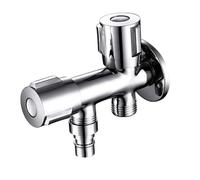 Générique Robinet D'arrêt Double Vannes en Acier Inoxydable Argenté, Étanche et Professionnel pour Machine à Laver et Lave-vaisselle, pour Usage Domestique Cuisine