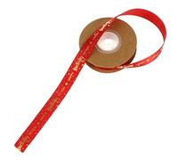 Générique Ruban de Satin Rouge pour Anniversaire Motifs Dorés, Polyester Brillant Facile à Ranger, pour Décoration de Gâteau et Emballage Présent