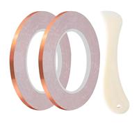 Générique Ruban En Papier En Cuivre Pour Vitrail - 2pcs Rouleau Adhésif Conducteur, Bande De Réparation De Blindage, Alimentation En Artisanat | Ruban En Papier Cuivré Pratique Avec Outil De En