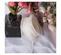 Générique Ruban Organza à bord de perles, 5 Yards, gaze, fil queue poisson, emballage for bricolage, Bouquet mariage, fournitures décoration for fête noël Pour l'emballage, la décoration(Beige)