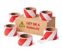 Générique Ruban rouge et blanc Rubalise | Kit de 6 Rouleaux Balisage et Signalisation [50 mm x 100 m X 6 - PE-HD 30 µ] -Sécurité & Délimitation Chantiers et Zones Dangereuses (6)