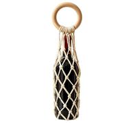 Générique Sac à vin fourre-Tout Sac tressé Porte-Bouteilles avec en Bois | Pochette pour eau et boissons pour collectionneurs femmes hommes événements pique-niques fêtes restaurants plage