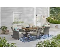 Générique Salon de Jardin Exterieur Table en Aluminium et Chaise en Résine Tressée Poly Rotin Salon de Jardin 6 Personnes Fauteuil en rotin, Entretien Facile