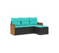 GENERIQUE Salon de jardin modulable résine tressée noir 4 pièces