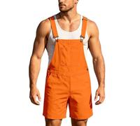 Générique Salopette courte unie pour l'été - Pantalon de travail large - Combinaison cargo - Vêtement de travail - Pantalon court - Grande taille - Pantalons réglable pour homme et femme