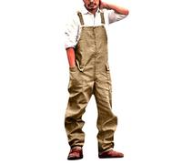 Générique Salopette en jean pour homme cargo - Coupe décontractée - Bretelles réglables et poches à outils pratiques - Peignoir avec boutons，salopette de travail homme