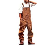 Générique Salopette en jean pour homme cargo - Coupe décontractée - Bretelles réglables et poches à outils pratiques - Peignoir avec boutons，salopette de travail homme