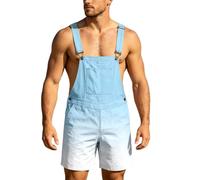Générique Salopette en Jean pour Homme Short D'été Combinaison en Jean Salopette Cargo Baggy Pantalon de Travail Court Coupe Ample Vintage avec Poches