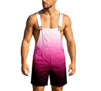 Générique Salopette en Jean pour Homme Short D'été Combinaison en Jean Salopette Cargo Baggy Pantalon de Travail Court Coupe Ample Vintage avec Poches