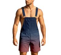 Générique Salopette en Jean pour Homme Short D'été Combinaison en Jean Salopette Cargo Baggy Pantalon de Travail Court Coupe Ample Vintage avec Poches