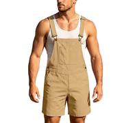 Générique Salopette en Jean pour Homme Short D'été Combinaison en Jean Salopette Cargo Baggy Pantalon de Travail Court Coupe Ample Vintage avec Poches