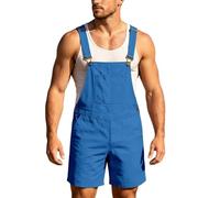 Générique Salopette en Jean pour Homme Short D'été Combinaison en Jean Salopette Cargo Baggy Pantalon de Travail Court Coupe Ample Vintage avec Poches
