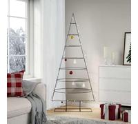 Générique Sapin de Noël Moderne en Métal Noir - 180 cm Décoration DIY Idéale Facile à Ranger et Durable pour Intérieur et Espaces Abrités