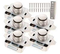 Générique Serrure à Bouton-poussoir Sans Clé 5pcs en Alliage de Zinc et ABS Argenté pour Portes d'Armoire de Camping-car, Design Minimaliste pour Mobilier