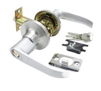 Générique Serrure De Porte À Levier Droit En Nickel Satiné, Loquet Réglable | Entrée hambre à coucher, salle de bain, bureau, poignée ergonomique, certifié Grade 3, quincaillerie complète.
