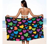 Générique Serviette de Plage 170 cm x 90 cm, Grande Serviette en Microfibre à SéChage Rapide, Moderne Minimaliste Tendance Vif Jeunesse Cartoon Amusant Amour Cœur Couverture De Plage pour Bain